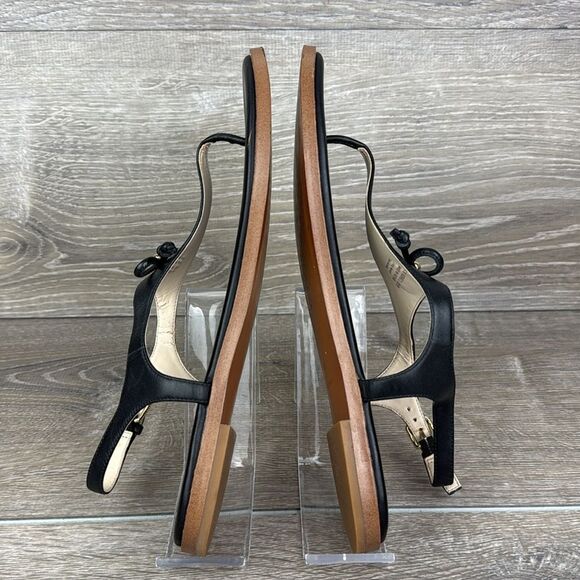 Cole Haan Findra Women’s S 8.5B Black Thong Gold Hardware Bow Slingback Sandals - Picture 9 of 12
